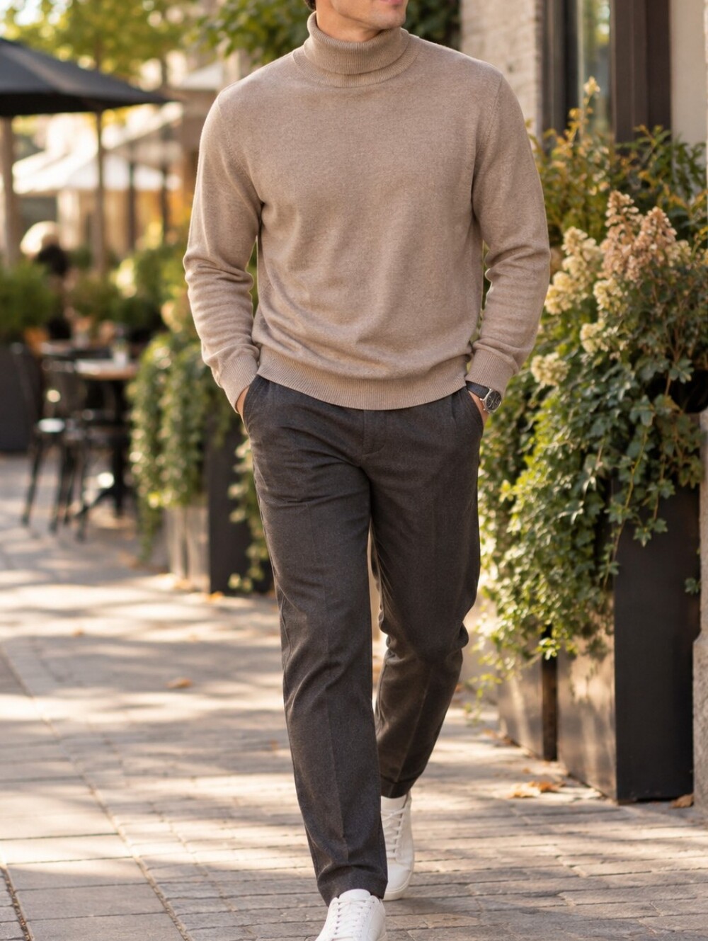 NWT Pull&Bear Men’s Beige Turtleneck Sweater Minimalist Quiet Luxury Casual